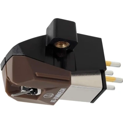 Immagine di Audio Technica AT VM95SH Dual Moving Magnet Cartridge 1/2&quot; Mount with Shibata Stylus includes mountinting hardware (Black/Brown)