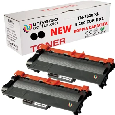 Immagine di UniversoCartuccia® TN 2320 XL, 2 TONER compatibili con BROTHER MFCL2700DW / MFCL2700DN MFCL2720DW MFCL2740DW DCPL2500D HLL2300D HLL2340DW HLL2365DW/HLL2370DN(2 X TN2320 XL)
