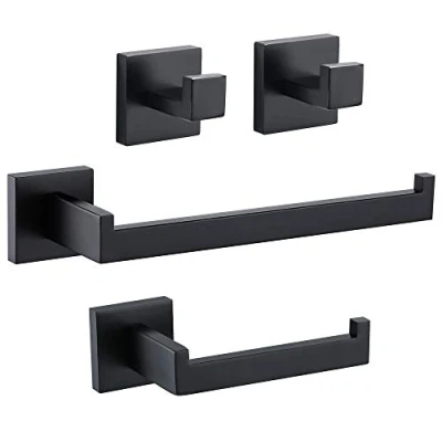 Immagine di TURS 4 Pezzo Bagno Hardware Set Invidiosa Carta Toilette In Acciaio Supporto Asciugamano Bar/Holder Robe Gancio Montaggio, Nero Opaco