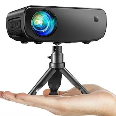 Immagine di Proiettore, ELEPHAS 2024 WiFi Mini 15000 Lux 1080P HD Proiettore portatile compatibile con iOS/Android/Tablet/HDMI/TV Stick/USB (treppiede inclusi)