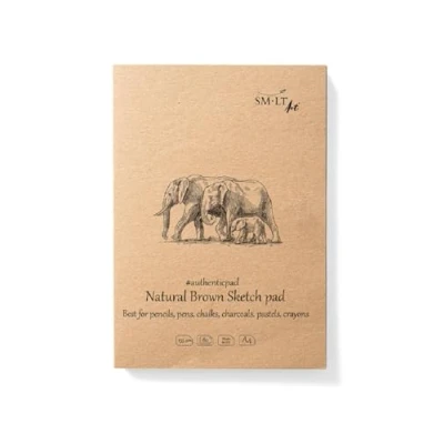 Immagine di SM.LT Blocco da disegno Authentic Brown con carta marrone riciclata al 100%, Formato A4, Composto 80 fogli, 135 g/mq EP 80/NTB