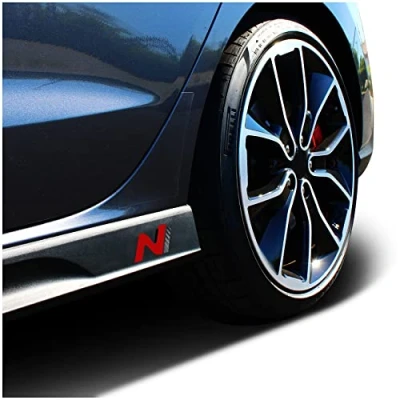 Immagine di 2 pellicole protettive per paraurti laterali, con logo laterale, auto K055 (nero/rosso/carbonio)