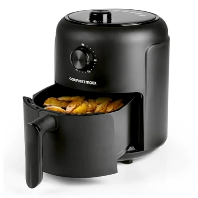 Immagine di GOURMETmaxx Friggitrice ad aria calda 2,3l Ideale per friggere, grigliare, arrostire etc. Preparazione particolarmente povera di grassi Timer Spegnimento automatico 1000W [Nero]