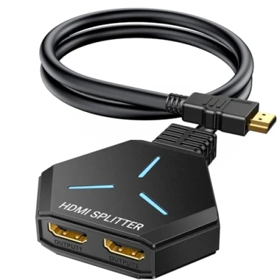 Immagine di KiWiBiRD Sdoppiatore HDMI splitter 4K 1 in 2 out ingresso uscite duplicatore per doppio monitor due schermi estensione 60Hz 2160p 1440p 1080p HDCP compatibile con PC Sky Q PS5 PS4 tv box