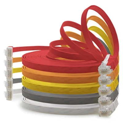Immagine di 1aTTack.de 2m 5 colori (01) Cavo di Rete Ethernet Cat6 Piatto Lan Gigabit RJ45 Cat 6 compatibile Cat5 Cat5e Cat7 Cat8