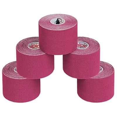 Immagine di ALPIDEX 5 Rotoli Nastro Kinesiologico m x 5,0 cm Tanti Colori E Book Esempi Applicazione Tape Muscolare Cerotto, Colore:Rosa Fucsia