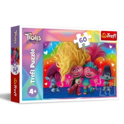 Immagine di Trefl Band Together, Trolls Amichevoli 60 Tessere Puzzle Colorati con i Personaggi delle Fiabe, Intrattenimento Creativo, Gioco per Bambini a partire dai 4 anni, Multicolore, 17386
