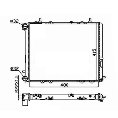 Immagine di NRF 507352A Radiatore motore Alluminio 480 378 34 FULL KIT Alette di raffreddamento montate meccanicamente RENAULT: Trafic I Bus, Van