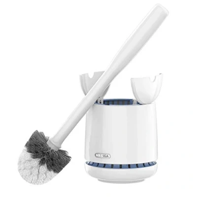 Immagine di MR.SIGA porta scopino e per WC con contenitore ad asciugatura rapida impugnatura salda, premium bagni, Bianco