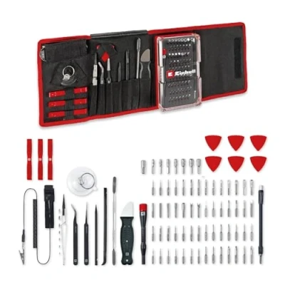 Immagine di Einhell Präzisions und Elektronik Reparatur Set 115050 Kit inserti 84 parti Croce Phillips, Taglio, Brugola interna, Profilo a T incl. Cacciavite portainserti