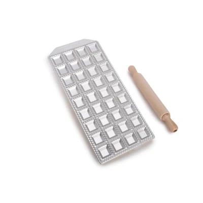 Immagine di Imperia Raviolamp Linea Classica. Stampo per ravioli (44 raviolini) Made in Italy. Accessorio macchina la pasta. cucina tagliapasta alluminio pasta fresca con mattarello