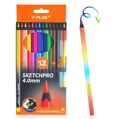 Immagine di YPLUS Matite Colorate per Bambini e Adulti, Set 12+2 Colori, Sketchpro Professionali da 4,0 mm