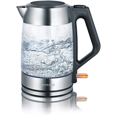 Immagine di Severin WK3475 Bollitore in Vetro e Acciaio Inox, Trasparente/Acciaio Inox Spazzolato/Nero