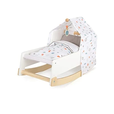 Immagine di Small Foot 11813 Bambole Little Button, Utilizzabile Come Culla a Dondolo e Sdraio, dai 3 Anni in su Livello Toys, Colore Bianco, Piccolo