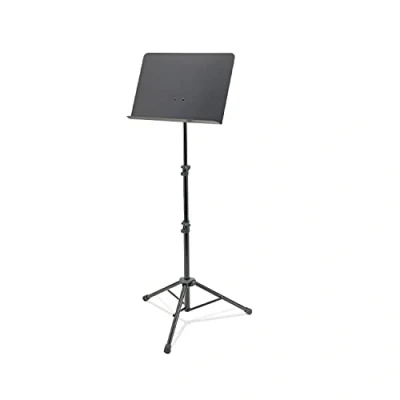Immagine di K&amp;M 11870 Leggio d&#039;orchestra nero ripiano in acciaio e bloccaggio facile altezza variabile da 65 a 150 cm
