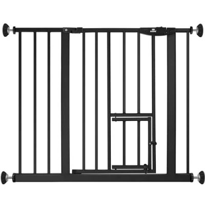 Immagine di KIDIZ® Cancelletto di Sicurezza per porte, Bambini, con Porta Cani e Gatti, senza foratura, espandibile, combinabile i mandrini a Y, girevole, 88 101 cm Nero
