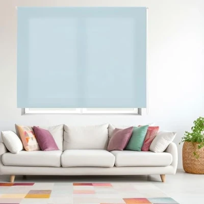 Immagine di Blindecor Ara Tenda a rullo traslucida tinta unita Azzurro, 100 x 175 cm (Larghezza Altezza) Dimensioni del tessuto 97 170 per interne