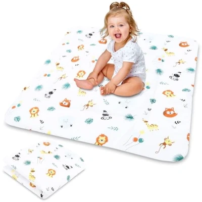 Immagine di Tappeto gioco bambini per gattonare 100x100cm tappeti stanza gattonamento bimbi tappetino neonato cameretta bambina e bambino 100 cm Colore argento safari