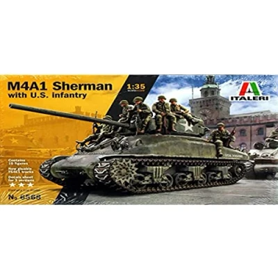 Immagine di Italeri IT6568 Modellino Veicolo da Guerra In Plastica Montare, M4A1 Sherman With Infantry, Scala 1:35