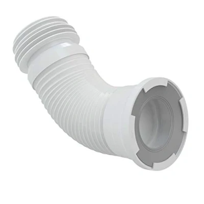 Immagine di connettore WC bianco scarico lunghezza da 280 a 550 mm flessibile diametro 80/110 x 100/120