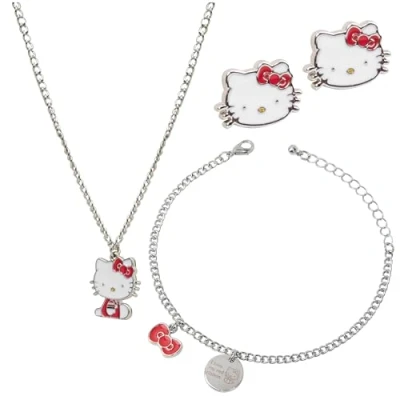 Immagine di Hello Kitty Set di Gioielli Bambina e Adolescenti, Collana, Bracciale, Stud Orecchini