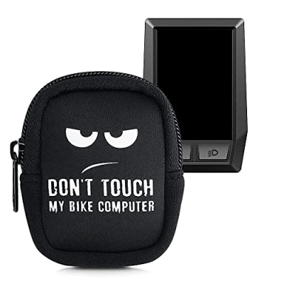 Immagine di kwmobile Custodia Protettiva compatibile con Bosch Kiox/Kiox 300 Astuccio in Neoprene Chiusura Zip Soft Pouch per Bike GPS Don&#039;t Touch my Computer bianco/nero