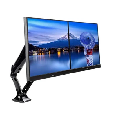 Immagine di iiyama DS3002C B1 Staffa per Monitor Doppio, Braccio con Molla a Gas, Fino 27 Pollici, 5kg x Monitor, Nero