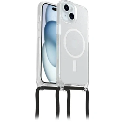 Immagine di OtterBox Cover React Necklace con MagSafe per iPhone 15, sottile, resistente a shock cordino collana, adattabile e intercambiabile, testata norme MIL STD 810G, Stardust