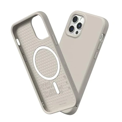 Immagine di RhinoShield SolidSuit Case Compatible with Magsafe for [iPhone 12/12 Pro] Shock Absorbent Slim Design Protective Cover Premium Matte Finish 3.5M / 11ft Drop Protection Shell Beige