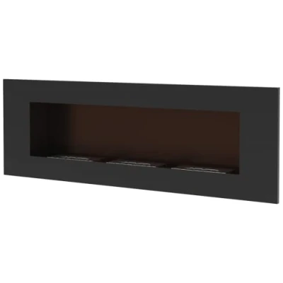Immagine di KRATKI Delta 3 Caminetto a bioetanolo Per interni montaggio parete o incasso l Biocontenitore 0,6 l, certificato TÜV Acciaio, 40 x 120 cm, nero