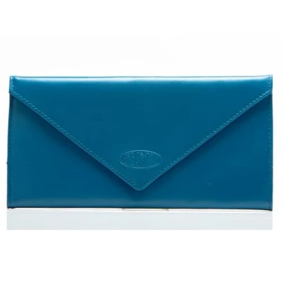 Immagine di Big Skinny da Donna Slimvelope Cuoio Tri Fold Checkbook Slim in Pelle, può Contenere Fino a 40 Biglietti, Ocean Blue