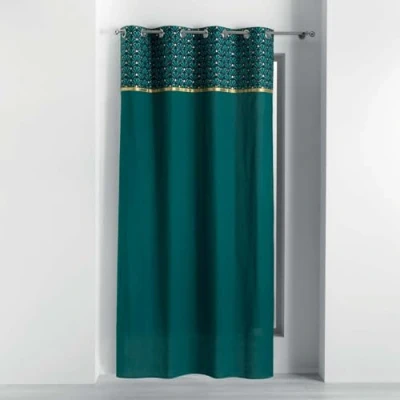 Immagine di douceur d&#039;Intérieur Morbidezza interna tenda con occhielli 140 x 240 cm cotone tinta unita top metallise artchic blu
