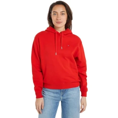 Immagine di Tommy Hilfiger Felpa Donna Flag On Chest con Cappuccio, Rosso (Fierce Red), XS