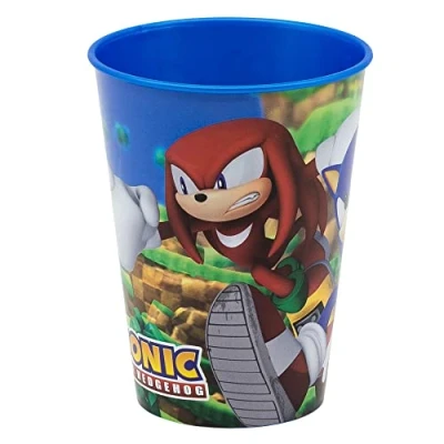 Immagine di Bicchiere in Plastica per Bambini con grafica di Sega Sonic da 260 ml, senza BPA, riutilizzabile e lavabile, non adatto al microonde