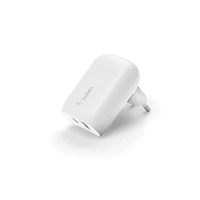 Immagine di Belkin Doppio caricabatteria da parete USB Type C PPS PD 37 W, porta (25 W) e A (12 W), per la ricarica rapida di Galaxy S23, Ultra, Plus, Note 20, iPhone 14 altri