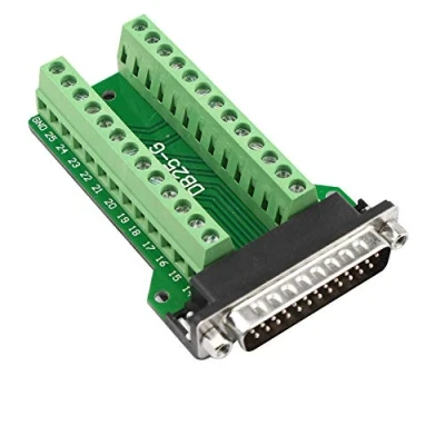 Immagine di Futheda D sub DB25 G2 adattatore per scheda di interruzione della porta maschio a 25 pin 2 file, morsettiera PCB senza saldatura, con viti pollice