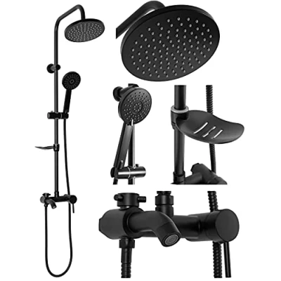 Immagine di Rea LUIS BLACK Colonna Doccia SET Bagno Sistema in Ottone per (Nero)