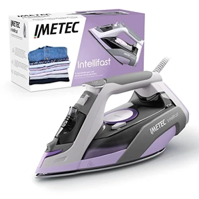 Immagine di Imetec Intellifast Ferro da Stiro a Vapore Tecnologia Intelli System Impostazione automatica della temperatura Piastra Ceramic Diamond Protezione anticalcare, 2400 W Colpo 200 g