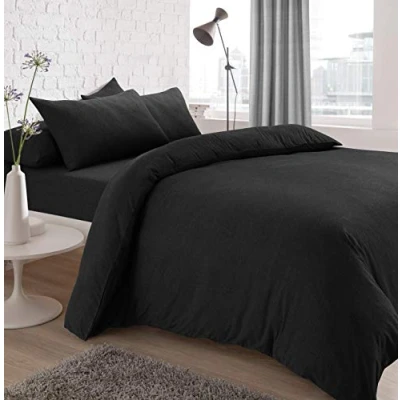 Immagine di Sleepdown Set copripiumino in jersey melange, facile da pulire, non stirare, tinta unita, con federa, colore: antracite
