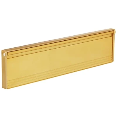 Immagine di STORMGUARD 06SR0310000G Coperchio per cassetta delle lettere con spazzola e amp; Ribalta uso interno o esterno: finitura oro, dimensione esterna, 293 x 77 mm