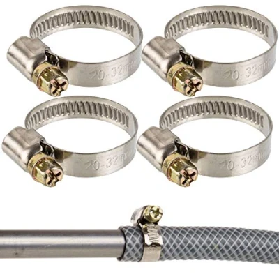 Immagine di Fascette stringitubo professionali con vite senza fine, campo di serraggio 20 32 mm, confezione 4 pz in acciaio W2, impronta a croce, banda larga 9 fascetta per tubo lavastoviglie