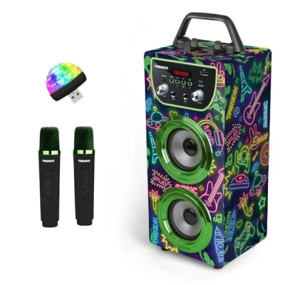 Immagine di Trendix Karaoke Per Bambini Neon World Con Microfono Wireless Cassa Bluetooth Bluetooth, Radio Fm, Usb 2 Microfoni