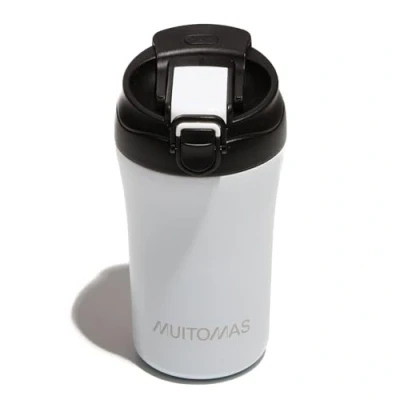Immagine di Muitomas, Tazza Termica con Coperchio, Caffè per Bevande Calde e Fredde in Acciaio, Pratica Portatile, Capacità 350ml, Colore Bianco