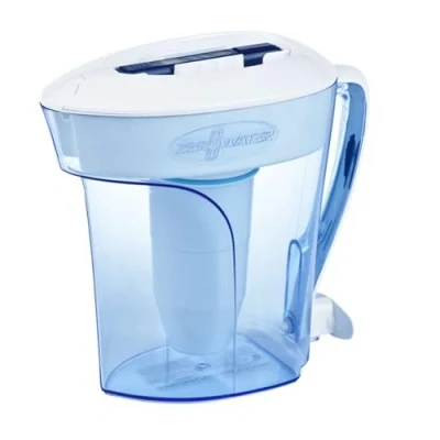 Immagine di ZeroWater Caraffa Filtrante per Acqua a 5 Fasi da 2,4 L Brocca con Certificazione NSF Riduce la Presenza di Piombo PFOA/PFOS e Altri Metalli Pesanti Bianca Blu