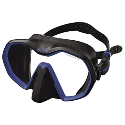 Immagine di Seac Icona, maschera monolente Made in Italy per la subacquea realizzata con tecnologia frameless e facciale sovrastampato,nero/blu, standard
