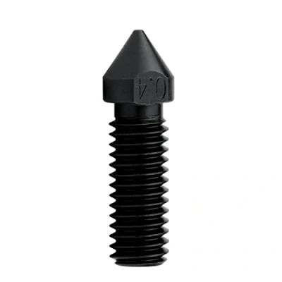 Immagine di 1 ugello M6 ad alta temperatura portata in acciaio temprato 0,4 mm per stampante 3D Vulcano Hotend Heat Block/Artiglieria Sidewinder stampa PEI PEEK o fibra di carbonio, 0.4mm,