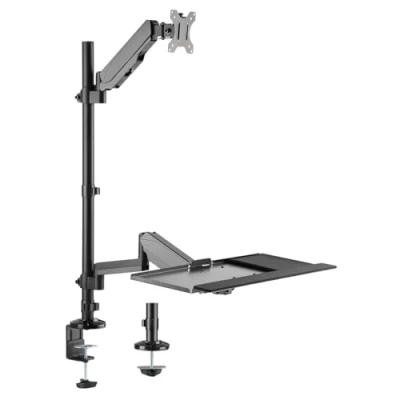 Immagine di My Wall HL63L 1 pezzo Supporto da tavolo per monitor 43,2 cm (17) 81,3 (32) Nero Regolabile in altezza, Inclinabile, Girevole, Ripiano Tastiera