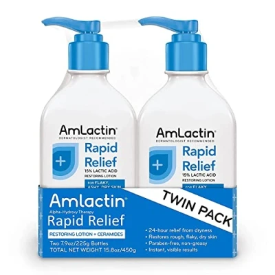 Immagine di AmLactin Rapid Relief Restoring Lotion + Ceramides Twin Pack, (2) 7.9 Ounce Bottles, Paraben Free