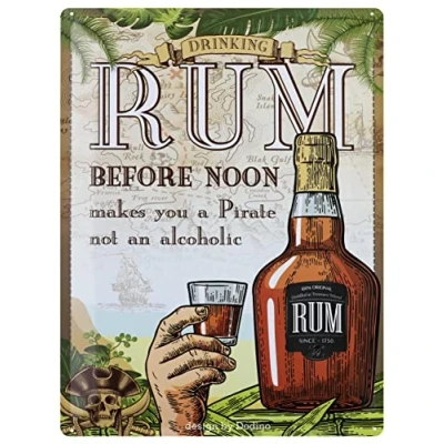 Immagine di Dodino targa in metallo, 30 x 40 cm, RUM, funny, accessorio decorativo per la casa, metallo tutti i proprietari di bar o pub