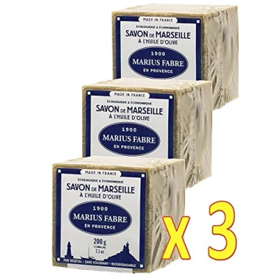 Immagine di Marius Fabre Set di 3 cubetti da 200 g sapone Marsiglia all&#039;olio d&#039;oliva